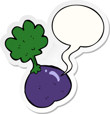 Bir insan tarafından çizilmiş konuşma kabarcığı etiketli sebze çizgi filmi.