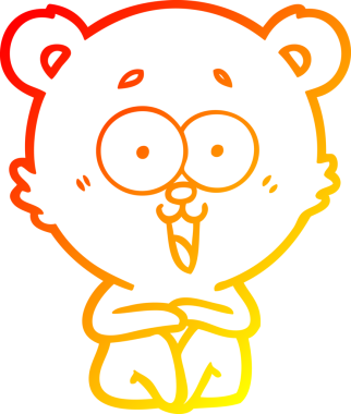 Bir insan tarafından çizilmiş gülen oyuncak ayının sıcak çizgi çizimi.