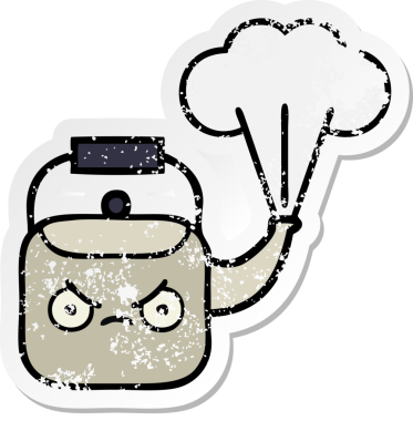 Bir insan tarafından çizilmiş dumanı tüten tatlı bir karikatür çıkartması.