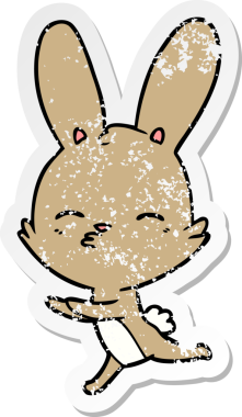 Bir insan tarafından çizilmiş garip bir tavşan çizgi filminin sıkıntılı çıkartması.