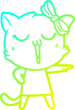 Bir insan tarafından çizilen çizgi film kedisinin soğuk gradyan çizgisi.