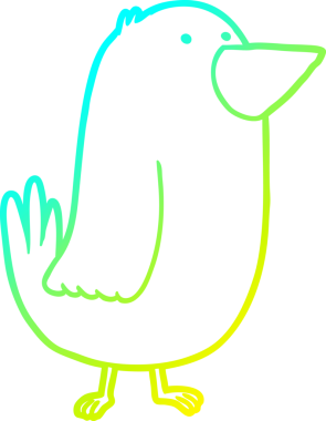 Bir insan tarafından çizilen karikatür kuşunun soğuk gradyan çizgisi