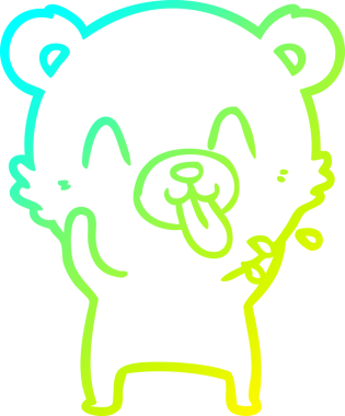 Bir insan tarafından çizilmiş dilden çıkmış kaba bir kutup ayısının soğuk çizgi çizimi.