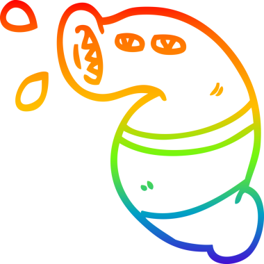 Gökkuşağı gradyan çizgi çizimi bir insan tarafından çizilmiş bir canavar sülük