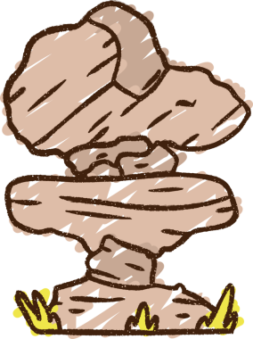 Bir insan tarafından çizilen Yığılmış Kayalar Tebeşiri