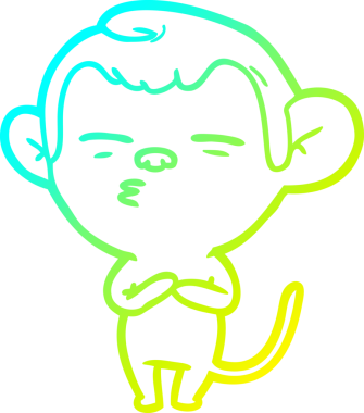 Bir insan tarafından çizilmiş şüpheli bir maymunun soğuk gradyan çizimi