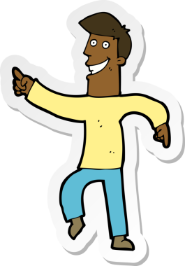 Bir insan tarafından çizilmiş sırıtan bir karikatür çıkartması.