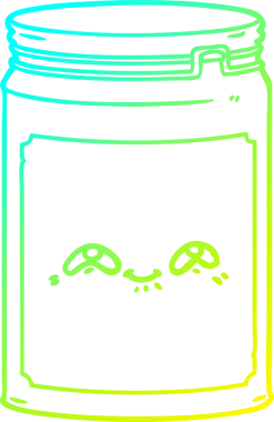 Bir insan tarafından çizilmiş bir çizgi film kavanozunun soğuk gradyan çizimi.