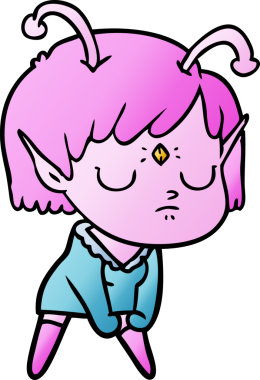 Bir insan tarafından çizilmiş uzaylı kız.