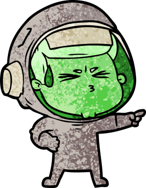 Çizgi film bir insan tarafından çizilmiş astronot.