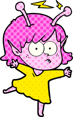 Bir insan tarafından çizilmiş uzaylı kız.