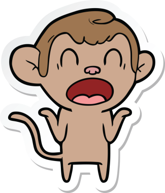 Bir insan tarafından çizilmiş omuz silken bir çizgi film maymunu çıkartması.