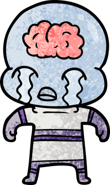 Bir insan tarafından çizilmiş koca beyinli bir uzaylı ağlaması.