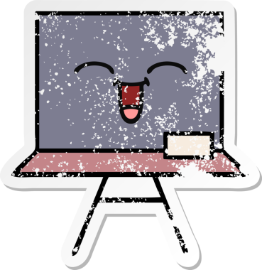 Sevimli bir karikatür tahtası insan tarafından çizilmiş sıkıntılı bir çıkartma.