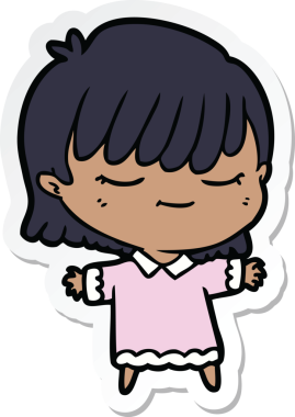 Bir insan tarafından çizilmiş bir karikatür kadının çıkartması.