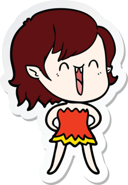 Bir insan tarafından çizilmiş şirin, mutlu bir vampir kızın çıkartması.