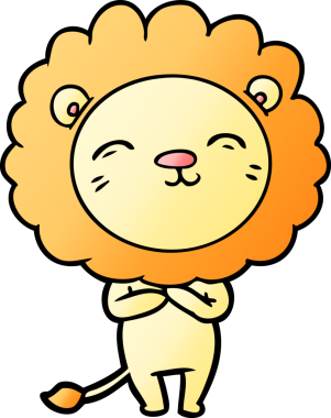 Bir insan tarafından çizilmiş çizgi film aslanı.