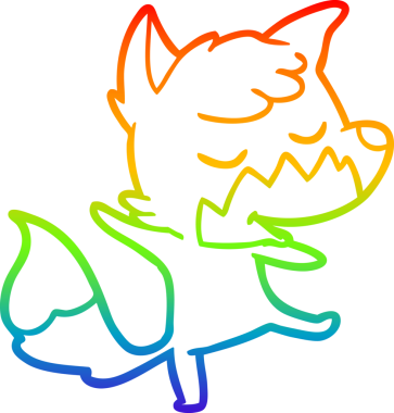 Bir insan tarafından çizilmiş dost bir tilkinin çizdiği gökkuşağı gradyan çizgisi.