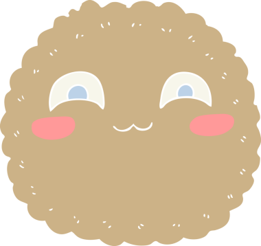 Bir insan tarafından çizilmiş düz renkli çizgi film bisküvisi