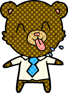 Bir insan tarafından çizilmiş kaba çizgi film ayı patronu.