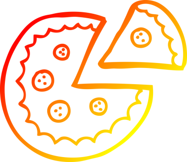 Bir insan tarafından çizilmiş bir pizzanın sıcak gradyan çizimi