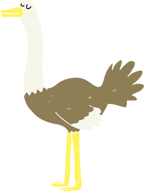 Bir insan tarafından çizilen deve kuşunun düz renk çizimi