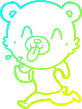 Bir insan tarafından çizilmiş dilden çıkmış kaba bir kutup ayısının soğuk çizgi çizimi.