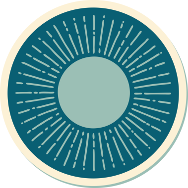 Bir insan tarafından çizilmiş geleneksel güneş şeklinde dövme çıkartması.