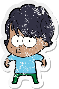 Bir insan tarafından çizilmiş karikatür bir kadının sıkıntılı çıkartması.