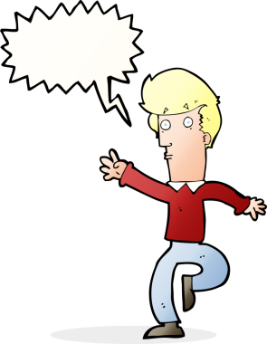 Bir insan tarafından çizilmiş konuşma baloncuğuyla aceleci adam çizgi filmi.