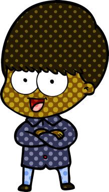 Bir insan tarafından çizilmiş mutlu çizgi film çocuğu.