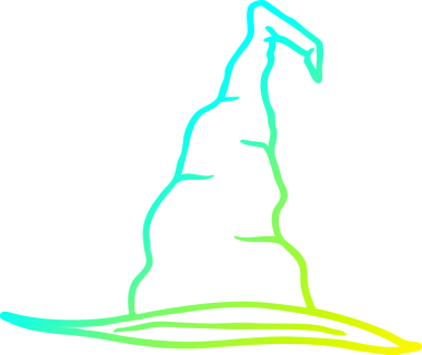 Bir insan tarafından çizilmiş bir cadı şapkasının soğuk gradyan çizimi