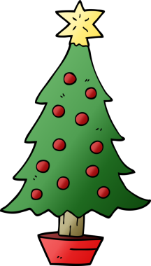 Bir insan tarafından çizilmiş bir karalama Noel ağacı.