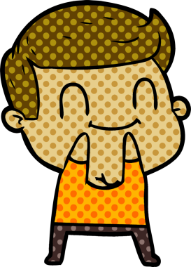 Bir insan tarafından çizilmiş çizgi film dostu bir adam.