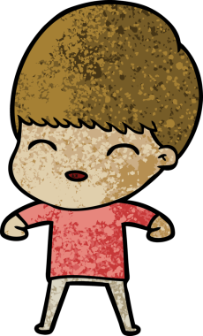 Bir insan tarafından çizilmiş mutlu çizgi film çocuğu.