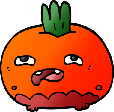 Bir insan tarafından çizilmiş mutlu kök sebze karalaması.