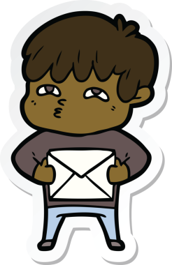 Bir insan tarafından çizilmiş garip bir adamın çıkartması.