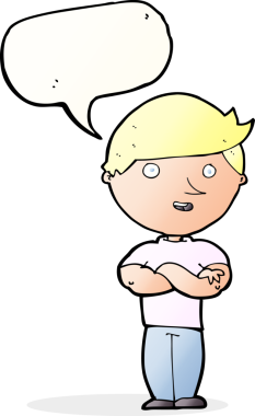 Bir insan tarafından çizilmiş konuşma balonlu mutlu adam çizgi filmi.