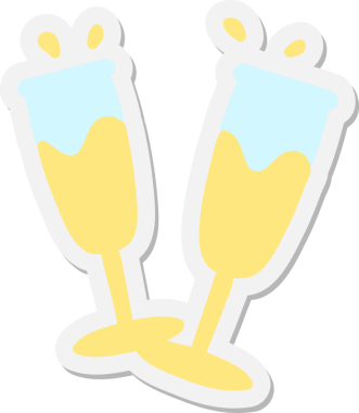 Bir insan tarafından çizilmiş şampanya bardakları.