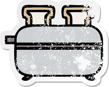 Bir insan tarafından çizilmiş bir çizgi film çifte tost makinesinin sıkıntılı çıkartması.