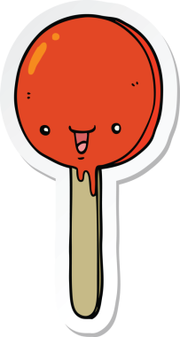 Bir insan tarafından çizilmiş şeker lolipopunun çıkartması.