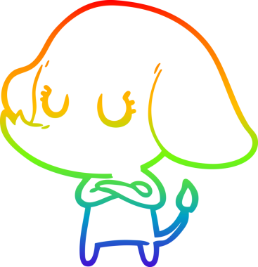 Gökkuşağı gradyan çizgisi bir insan tarafından çizilmiş şirin bir fil çizimi