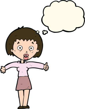 Bir insan tarafından çizilmiş düşünce balonlu bir karikatür.