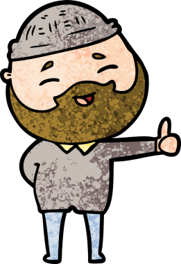 Bir insan tarafından çizilmiş mutlu sakallı bir adam.