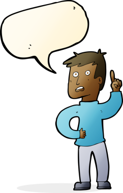 Bir insan tarafından çizilmiş konuşma baloncuğu fikri olan çizgi film çocuğu.