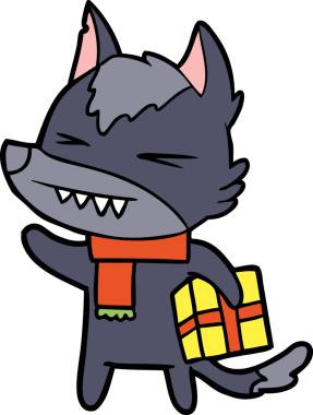 Bir insan tarafından çizilmiş kızgın Noel Kurdu çizgi filmi.