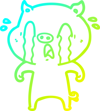 Bir insan tarafından çizilmiş ağlayan domuz çizgi filmi.