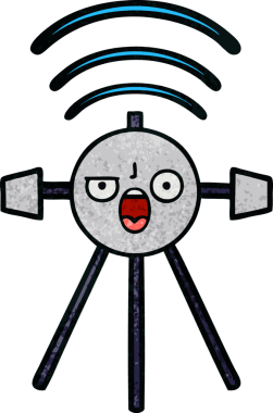 Bir insan tarafından çizilmiş bir uydunun retro grunge desen karikatürü