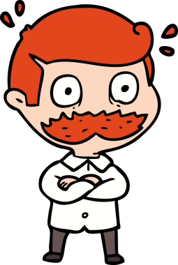 Çizgi filmdeki bıyıklı adam bir insan tarafından çizilmiş.