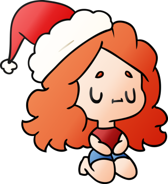 Bir insan tarafından çizilmiş Kawai kızının el çizimi gradyan çizgi filmi.